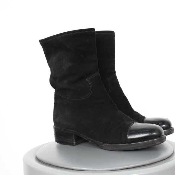 CHANEL Shoes - Chanel suede cap toe boots